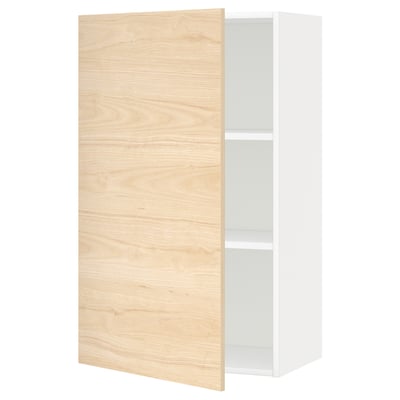 METOD Wall cabinet with shelves, white/Askersund light ash effect, 60x37x100 cm