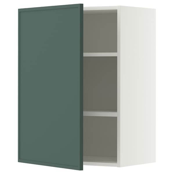 METOD Wall cabinet with shelves, white/Aspudden dark grey-green, 60x37x80 cm