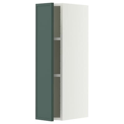 METOD Wall cabinet with shelves, white/Aspudden dark grey-green, 20x37x80 cm