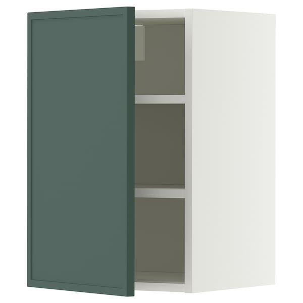 METOD Wall cabinet with shelves, white/Aspudden dark grey-green, 40x37x60 cm