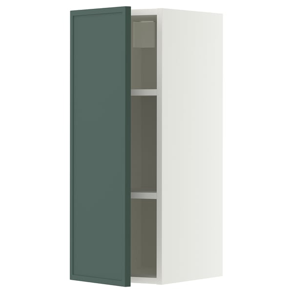 METOD Wall cabinet with shelves, white/Aspudden dark grey-green, 30x37x80 cm