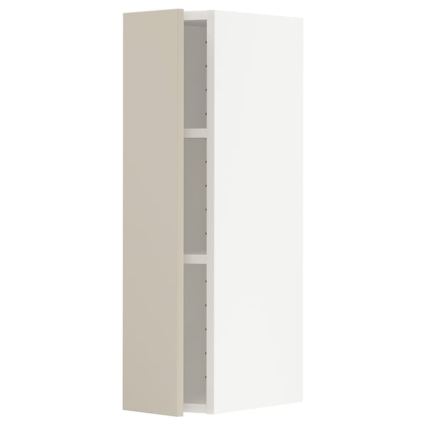 METOD Wall cabinet with shelves, white/Havstorp beige, 20x37x80 cm