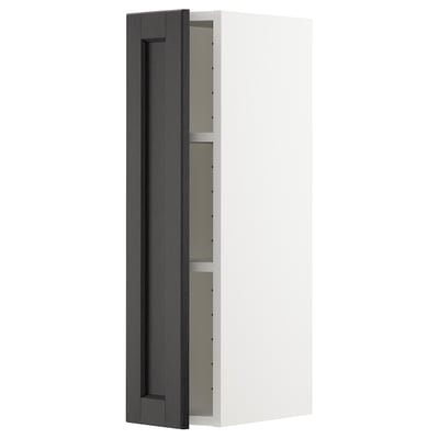 METOD Wall cabinet with shelves, white/Lerhyttan black stained, 20x37x80 cm