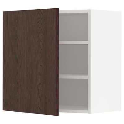 METOD Wall cabinet with shelves, white/Sinarp brown, 60x37x60 cm