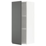 METOD Wall cabinet with shelves, white/Voxtorp dark grey, 40x37x100 cm