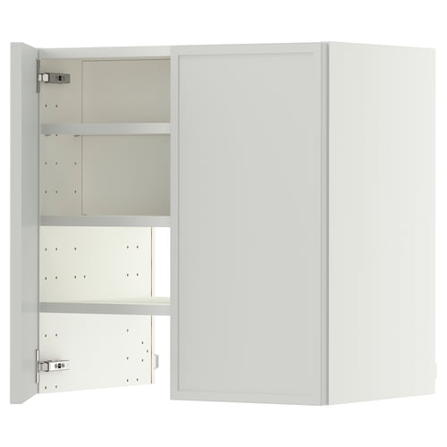METOD Wall cb f extr hood w shlf/door, white/Aspudden light grey, 60x60 cm