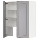 METOD Wall cb f extr hood w shlf/door, white/Bodbyn grey, 80x100 cm
