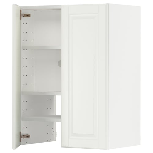 White METOD cabinet, three shelves, adjustable, bevelled door, screwless hinges.