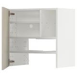 METOD Wall cb f extr hood w shlf/door, white/Havstorp beige, 60x60 cm