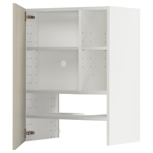 METOD kitchen module in white. Three compartments, two at top and one at bottom. Minimalist design with smooth finish.