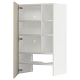 METOD Wall cb f extr hood w shlf/door, white/Havstorp beige, 60x100 cm