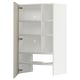 METOD Wall cb f extr hood w shlf/door, white/Havstorp beige, 60x100 cm