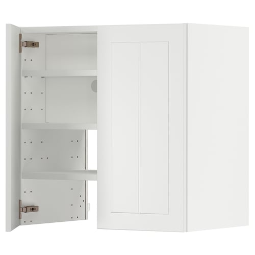 White METOD kitchen cabinet, three shelves, adjustable, left or right mount doors.