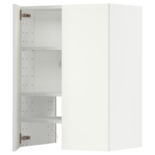 White METOD kitchen cabinet, 3 shelves, adjustable, steel hinges.