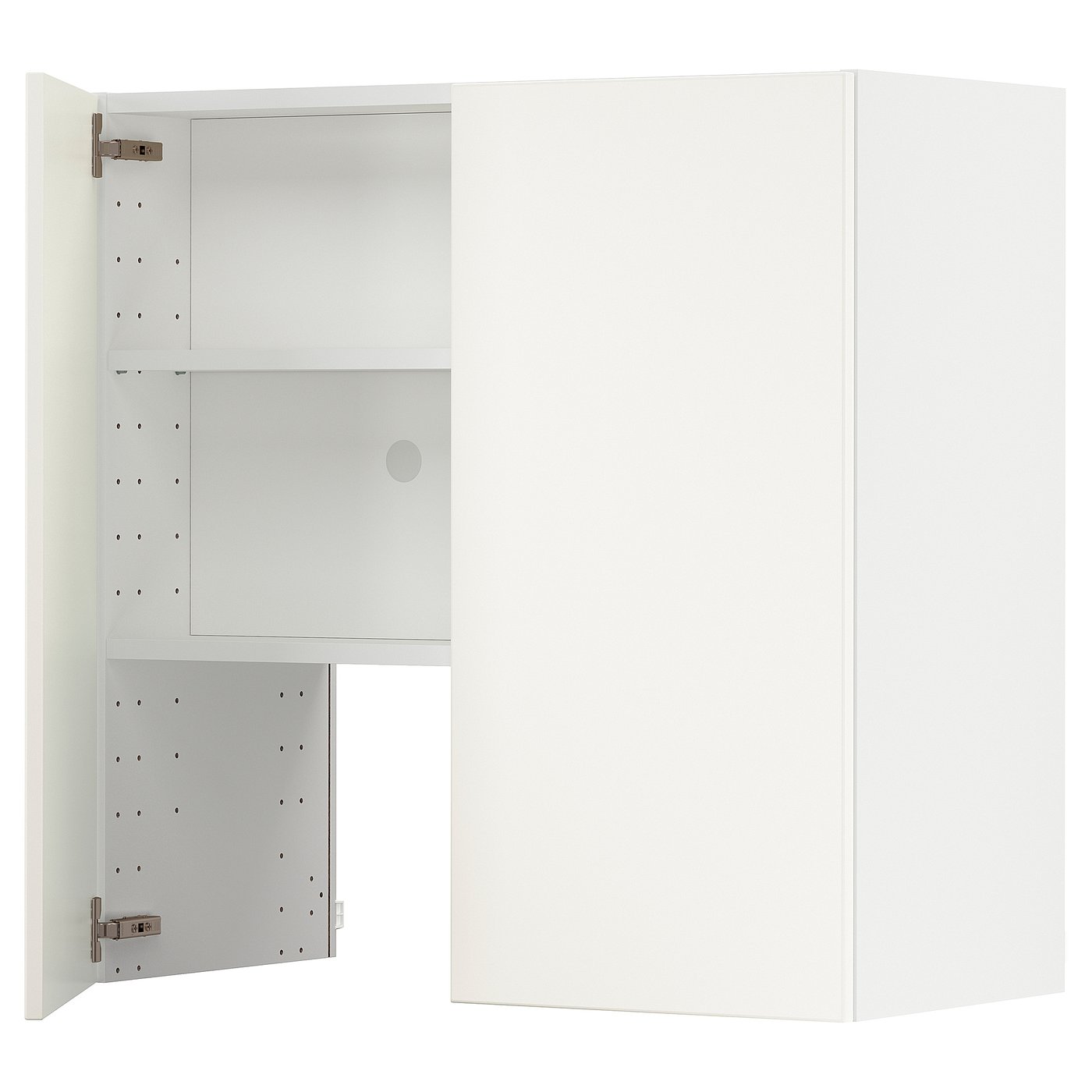 METOD wall cb f extr hood w shlf/door, white/Veddinge white, 80x80