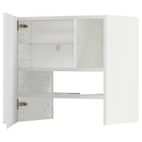 METOD Wall cb f extr hood w shlf/door, white/Voxtorp high-gloss/white, 60x60 cm