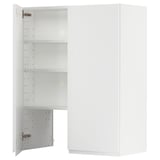 METOD Wall cb f extr hood w shlf/door, white/Voxtorp matt white, 80x100 cm