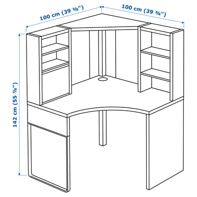MICKE Corner workstation, white, 100x142 cm - IKEA