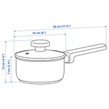MIDDAGSMAT Saucepan with lid, non-stick coating clear glass/stainless steel, 1 l