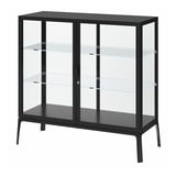 MILSBO Glass-door cabinet, anthracite, 101x100 cm