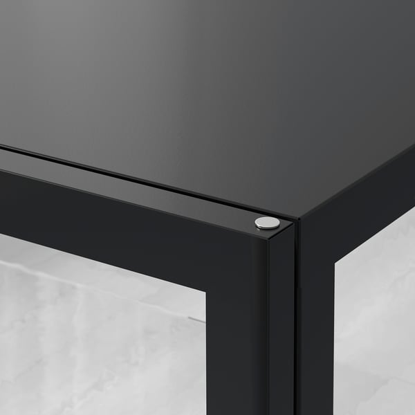 MILSBO Glass-door cabinet, anthracite, 101x100 cm