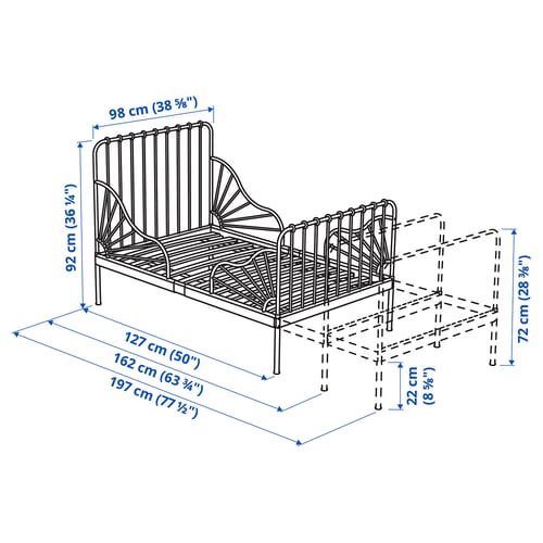 Illustration with measurements for the product: MINNEN.