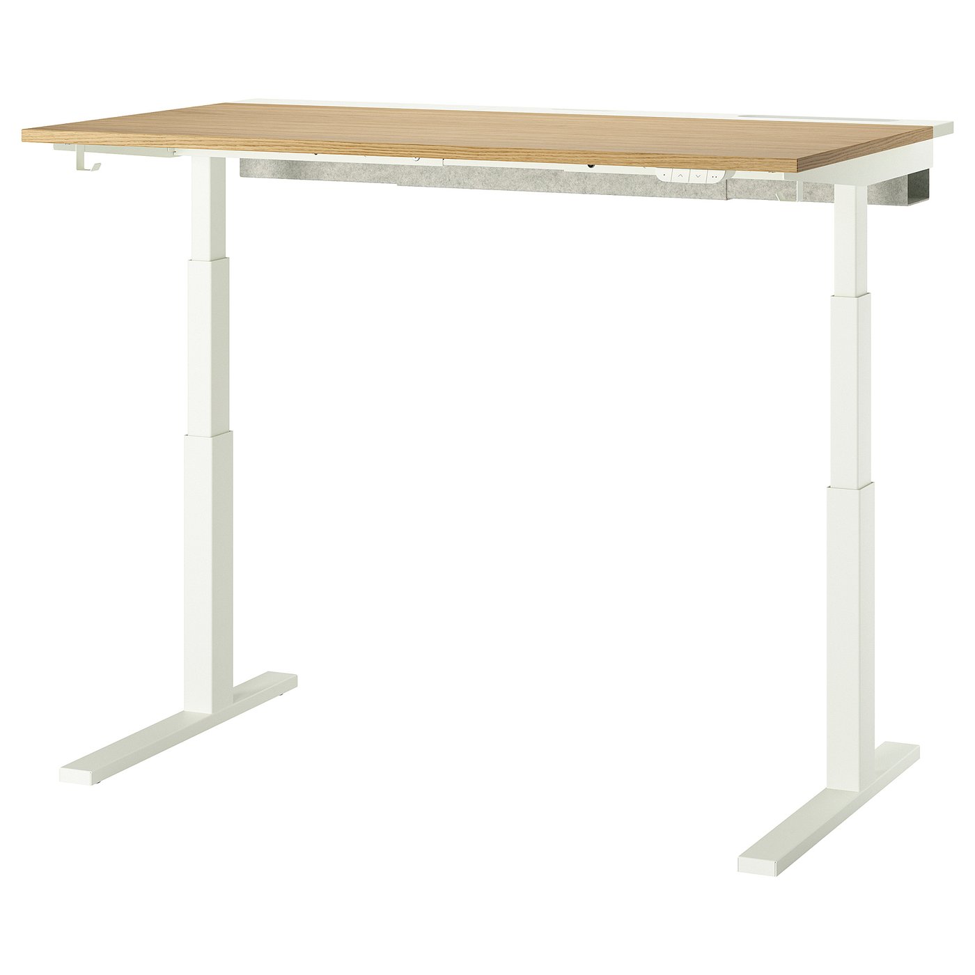 MITTZON Desk sit/stand - electric oak veneer/white 140x80 cm