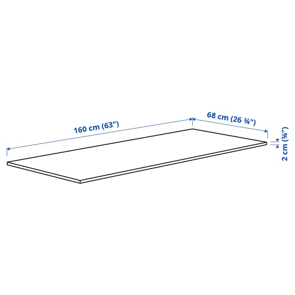 MITTZON Table top, oak veneer, 160x68 cm