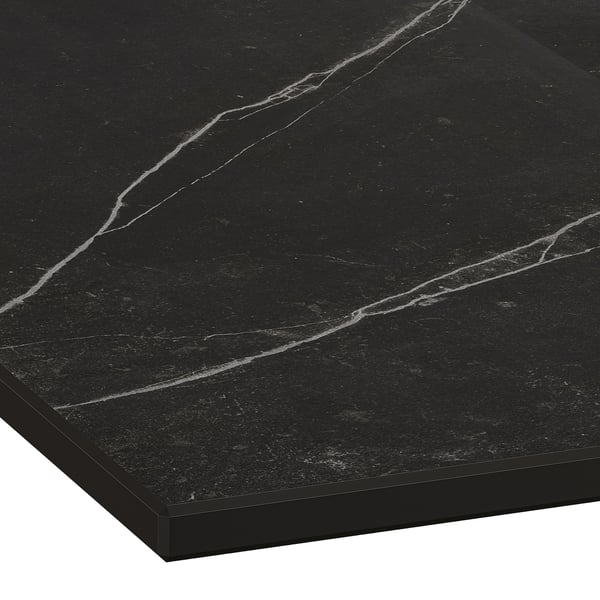 MÖCKLARP Custom made worktop, matt black/brown marble effect/high pressure porcelain, 1 m²x2.0 cm