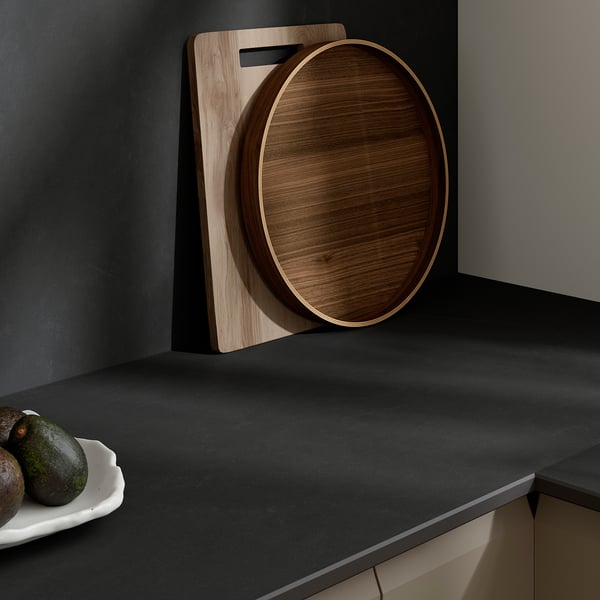 MÖCKLARP Custom made worktop, matt black stone effect/high pressure porcelain, 1 m²x2.0 cm