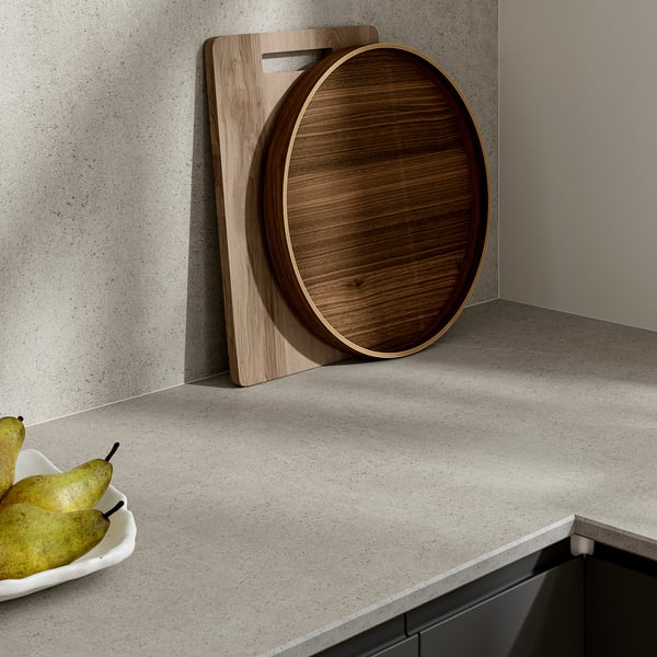 MÖCKLARP Custom made worktop, matt concrete effect/high pressure porcelain, 1 m²x2.0 cm
