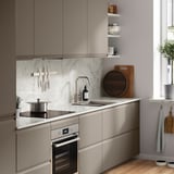 MÖCKLARP Custom made worktop, polished off-white marble effect/high pressure porcelain, 1 m²x2.0 cm