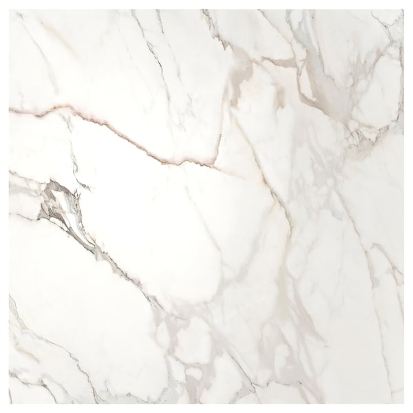 MÖCKLARP Custom made worktop, white/grey lively marble effect/high pressure porcelain, 1 m²x2.0 cm