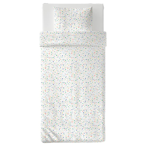 MÖJLIGHET Duvet cover and pillowcase, white/mosaic patterned, 150x200/50x80 cm