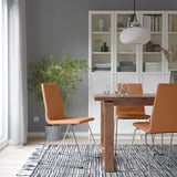 MÖRBYLÅNGA / LILLÅNÄS Table and 4 chairs, oak veneer brown stained/chrome-plated Bomstad golden brown, 140x85 cm