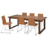 MÖRBYLÅNGA / LILLÅNÄS Table and 6 chairs, oak veneer brown stained/Grann golden-brown, 220x100 cm