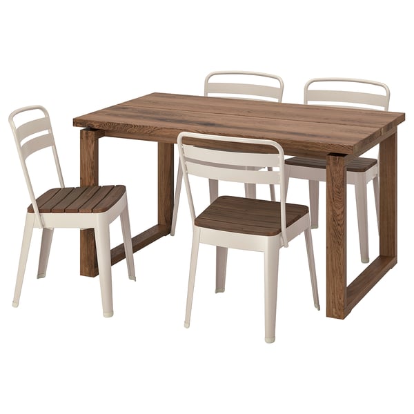 MÖRBYLÅNGA / NORRMANSÖ Table and 4 chairs, oak veneer/beige acacia, 140x85 cm