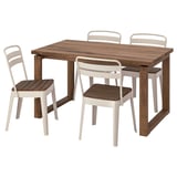 MÖRBYLÅNGA / NORRMANSÖ Table and 4 chairs, oak veneer/beige acacia, 140x85 cm