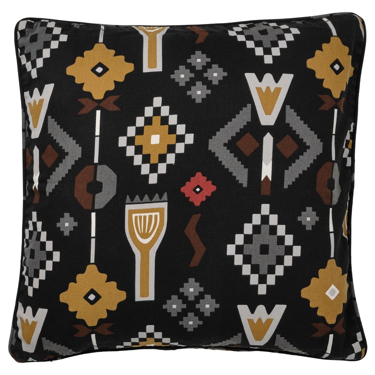 MOSSNYCKLAR Cushion cover black/light grey IKEA