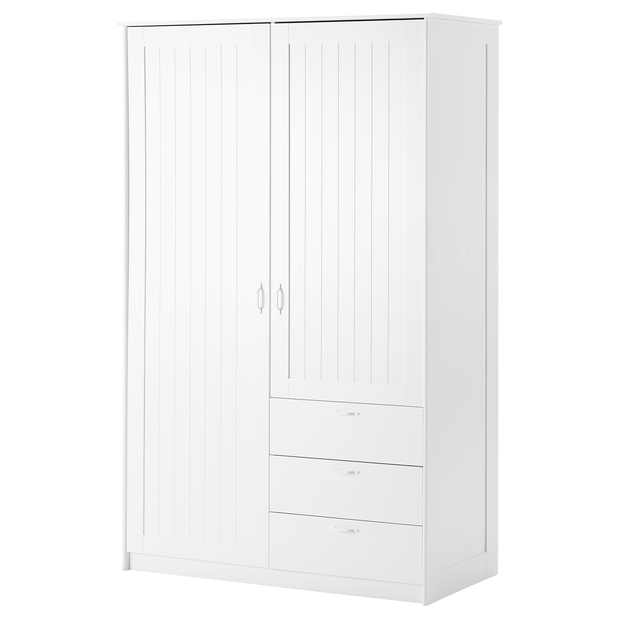 MUSKEN Wardrobe with 2 doors+3 drawers, white, 124x60x201 cm IKEA