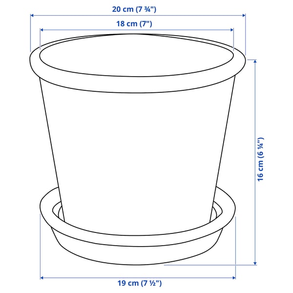 MUSKOTBLOMMA Plant pot with saucer, in/outdoor terracotta, 15 cm