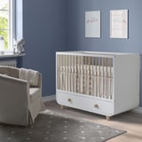 MYLLRA Cot with drawer, white, 70x132 cm