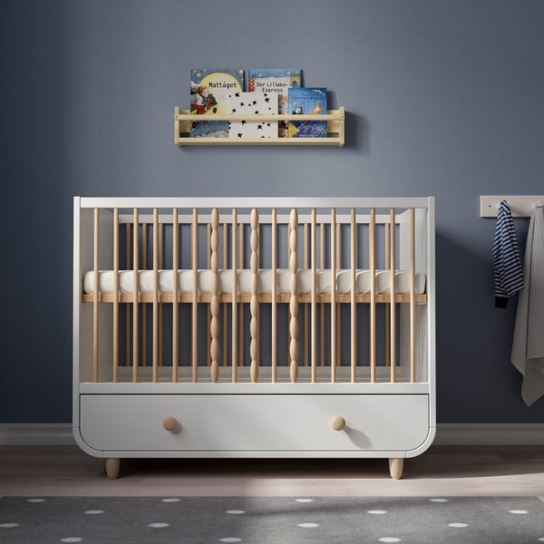 MYLLRA cot with drawer, white, 70x132 cm IKEA
