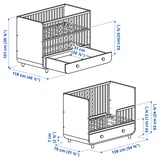 MYLLRA Cot with drawer, white, 70x132 cm
