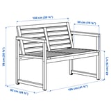 NÄMMARÖ Bench with backrest, outdoor, light brown stained