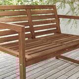 NÄMMARÖ Bench with backrest, outdoor, light brown stained