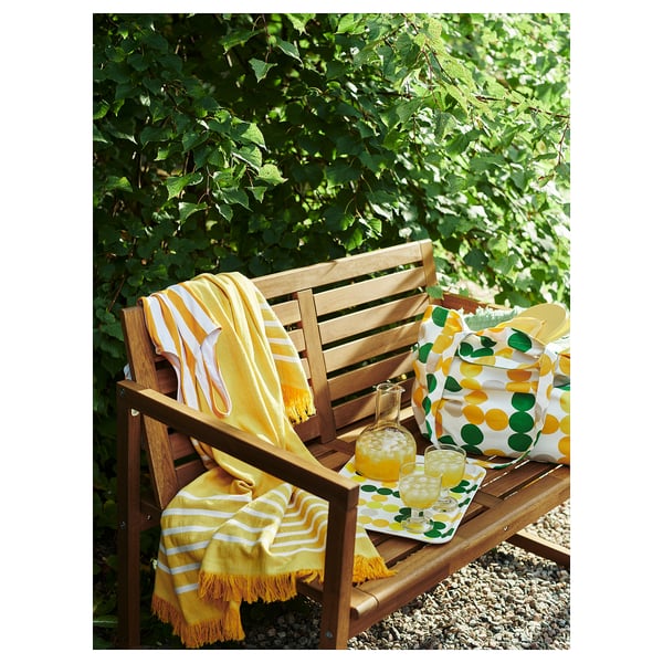 NÄMMARÖ Bench with backrest, outdoor, light brown stained