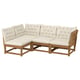 NÄMMARÖ Modular corner sofa, 3-seat, outdoor light brown stained/Kuddarna light grey-beige