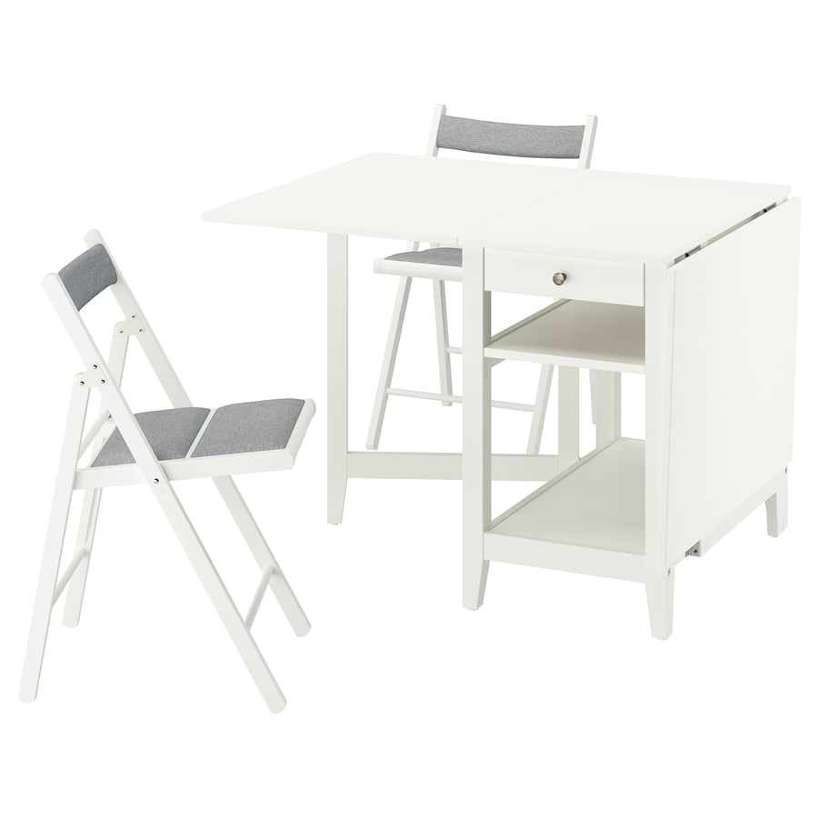 NÄSINGE / FRÖSVI table and 2 chairs, gateleg table white/folding white ...