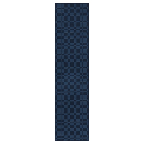 NATTÅG Kitchen mat, dark blue/check, 45x180 cm